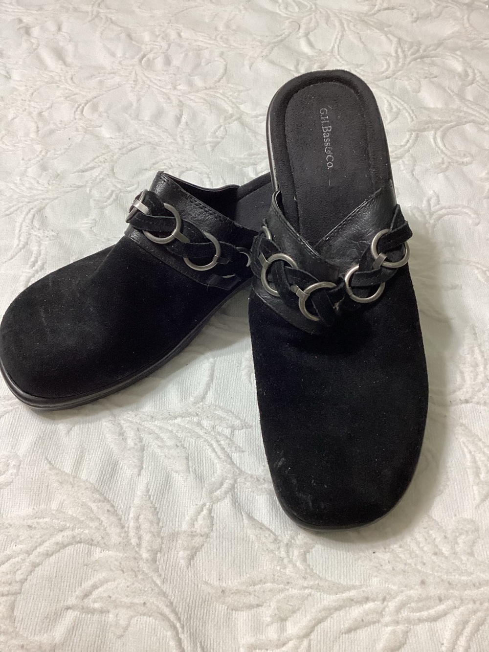 G. H. Bass Ladies Black Slip On Clog Slides Size 11